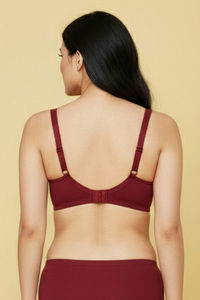 Zivame Double Layered Non Wired 3/4th Coverage Tshirt Bra - Red Dahlia — thumbnail 2